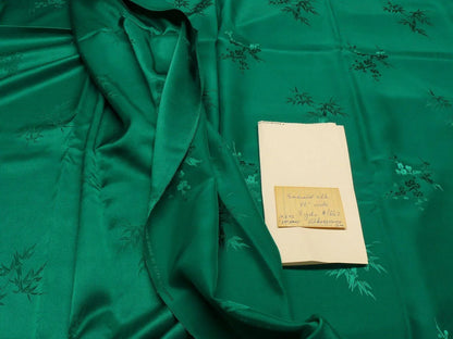 3y X 48" Emerald Green "standard" Made In Hong Kong Bamboo &amp; Winter Plum Silk Brocade By Blakely