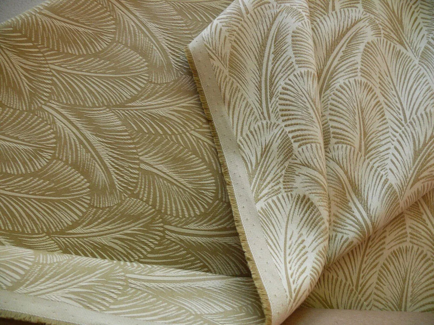 Scalamandre Feather Leaf Greige Reversible Grey Beige Animal Bird Foliage Cotton Damask MSRP USD 200/yard