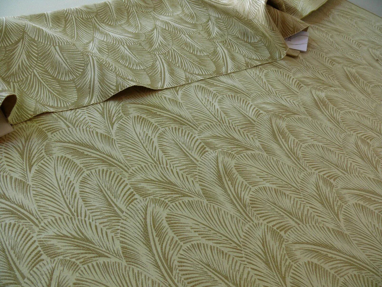 Scalamandre Feather Leaf Greige Reversible Grey Beige Animal Bird Foliage Cotton Damask MSRP USD 200/yard