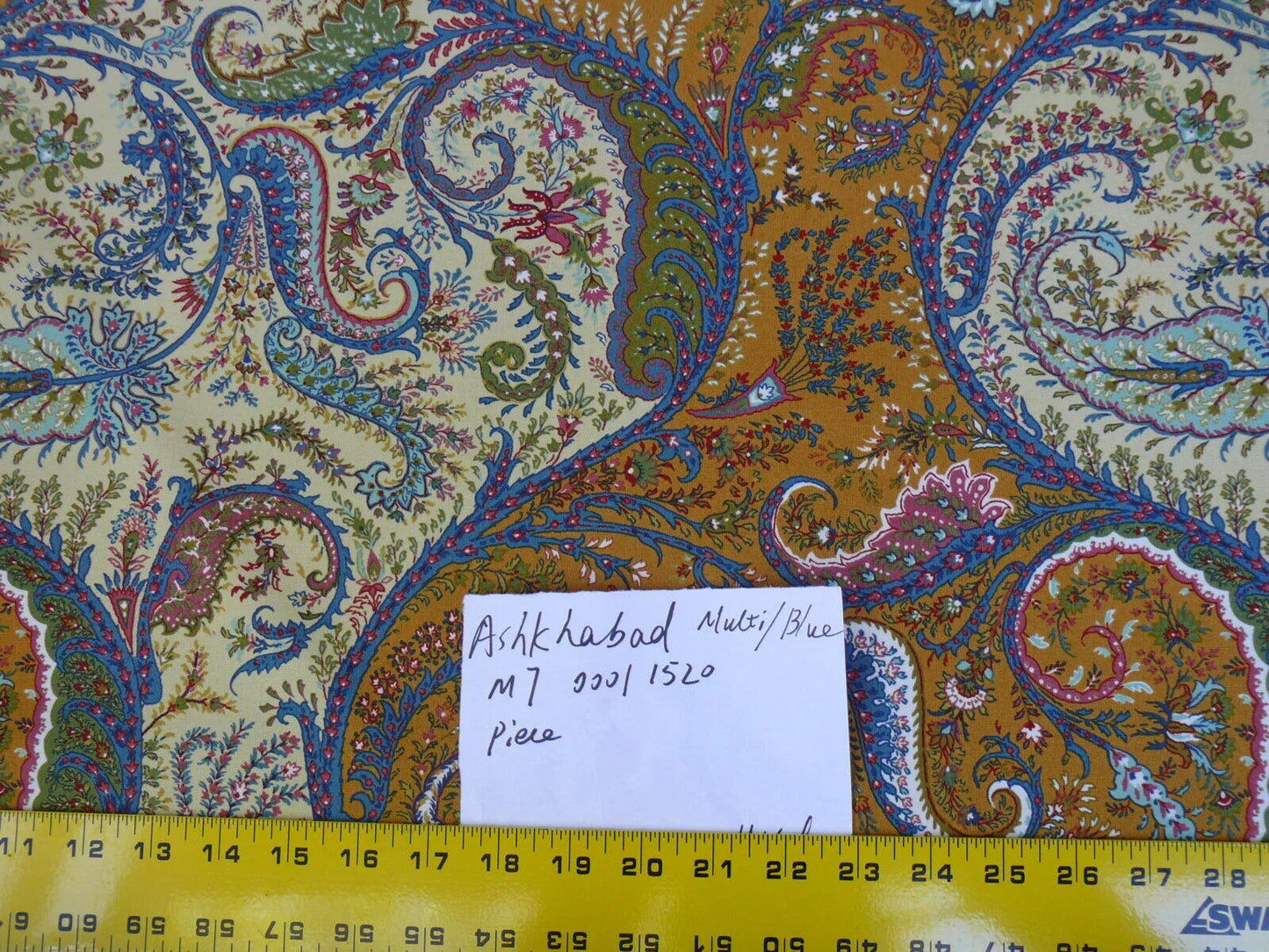 Scalamandre Ashkhabad Grey Watkins Multi On Orange Red Green Arabesque Paisley Old World Weavers Print MSRP USD 244/Y