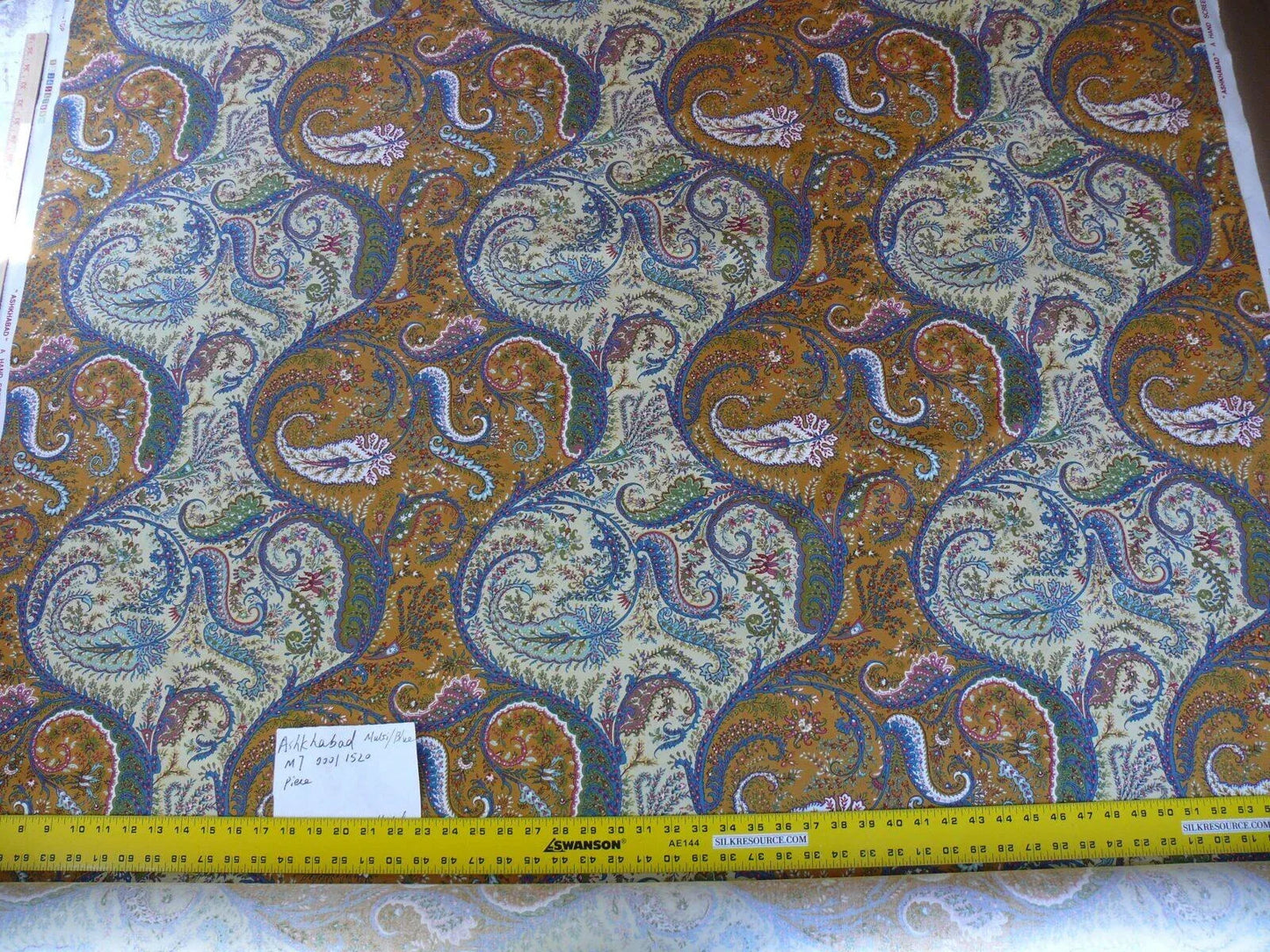 Scalamandre Ashkhabad Grey Watkins Multi On Orange Red Green Arabesque Paisley Old World Weavers Print MSRP USD 244/Y