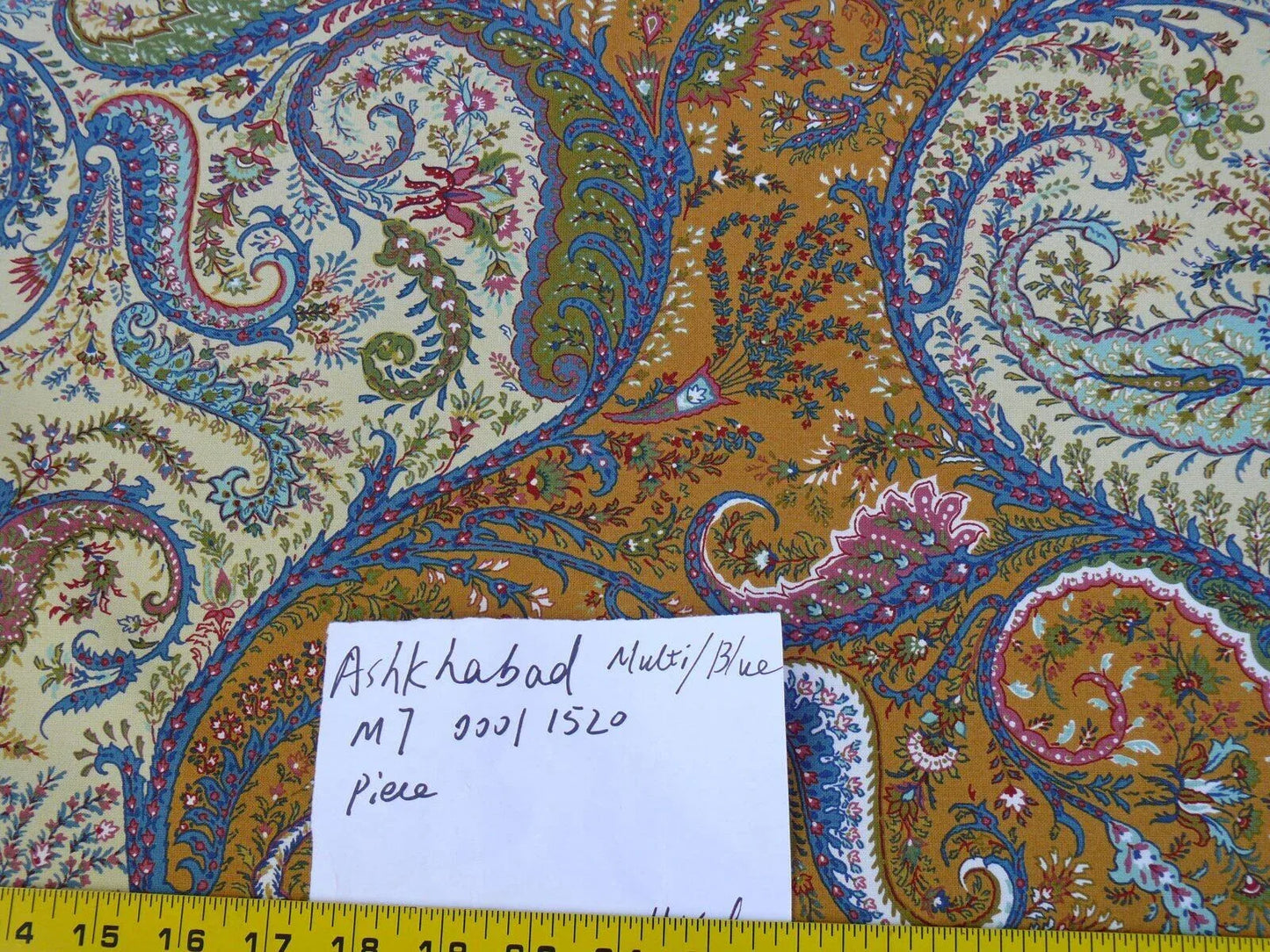 Scalamandre Ashkhabad Grey Watkins Multi On Orange Red Green Arabesque Paisley Old World Weavers Print MSRP USD 244/Y