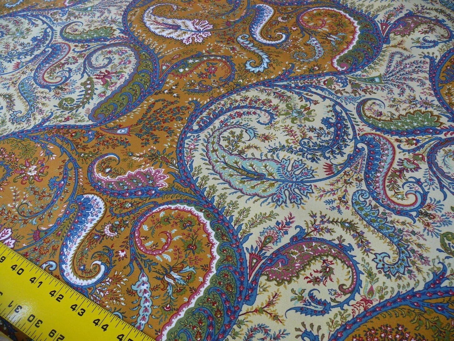 Scalamandre Ashkhabad Grey Watkins Multi On Orange Red Green Arabesque Paisley Old World Weavers Print MSRP USD 244/Y