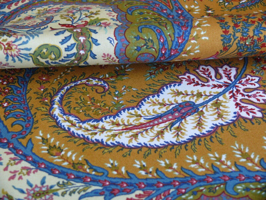 Scalamandre Ashkhabad Grey Watkins Multi On Orange Red Green Arabesque Paisley Old World Weavers Print MSRP USD 244/Y