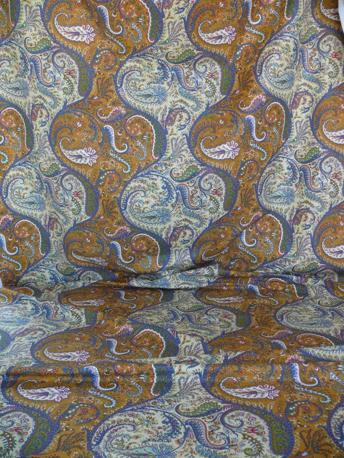 Scalamandre Ashkhabad Grey Watkins Multi On Orange Red Green Arabesque Paisley Old World Weavers Print MSRP USD 244/Y