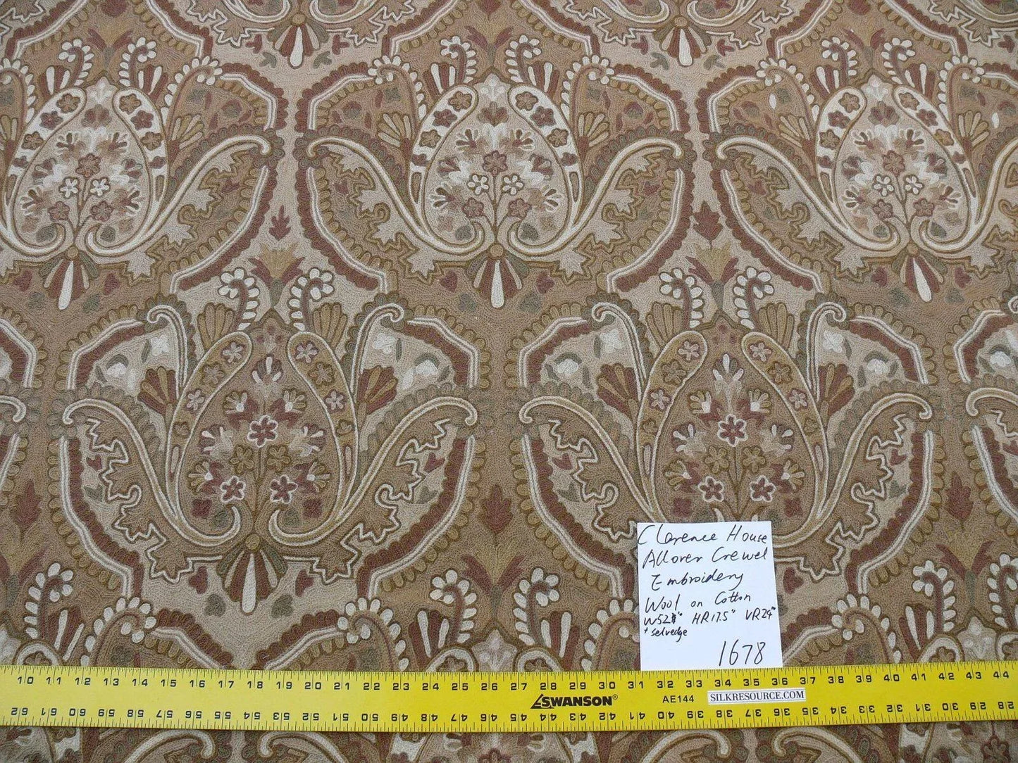 Old World Weavers Shaldar Crewel Allover Medallion Crewel Beige Oatmeal On Natural Wool On Cotton MSRP USD 708/yard