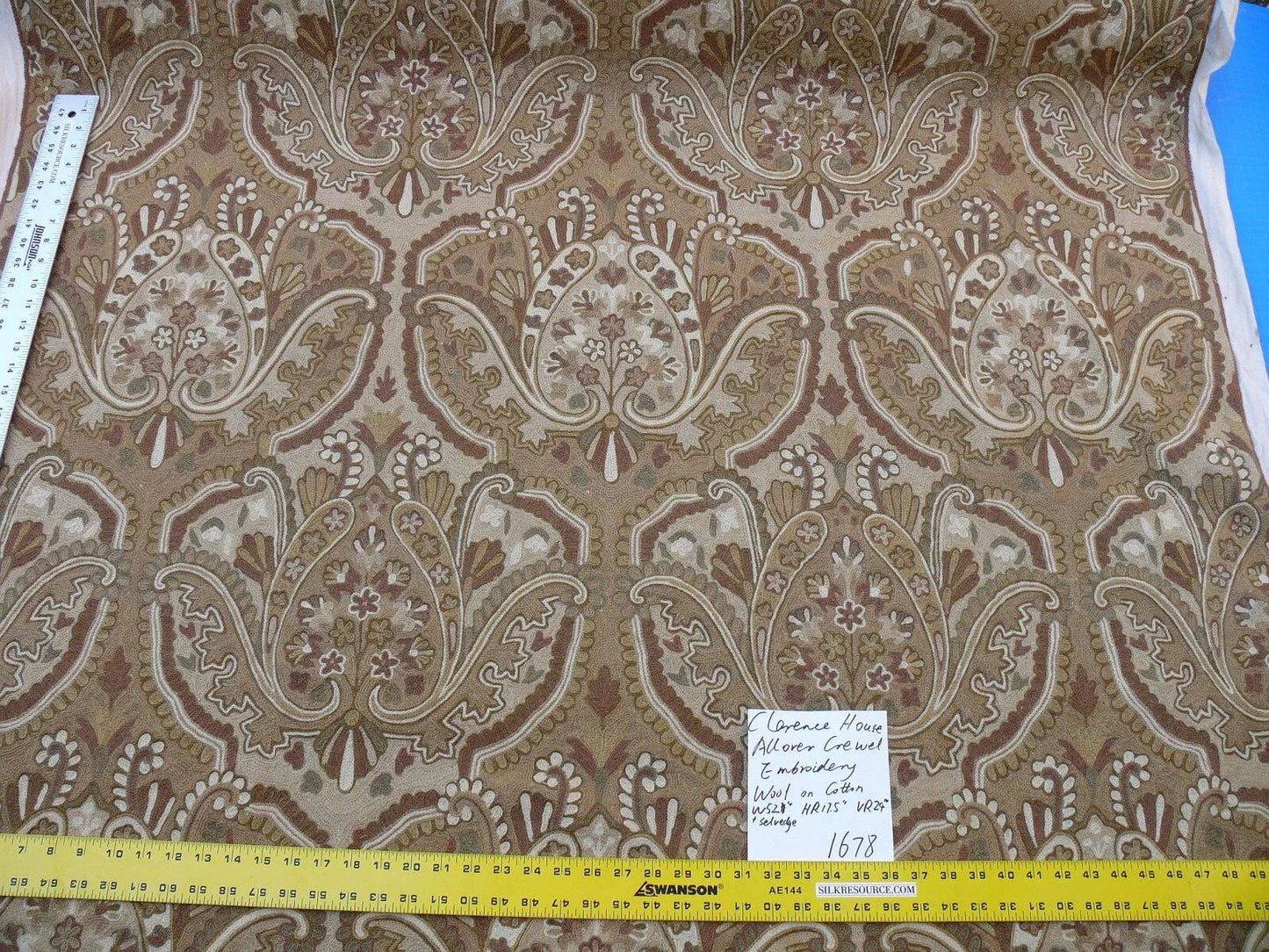 Old World Weavers Shaldar Crewel Allover Medallion Crewel Beige Oatmeal On Natural Wool On Cotton MSRP USD 708/yard