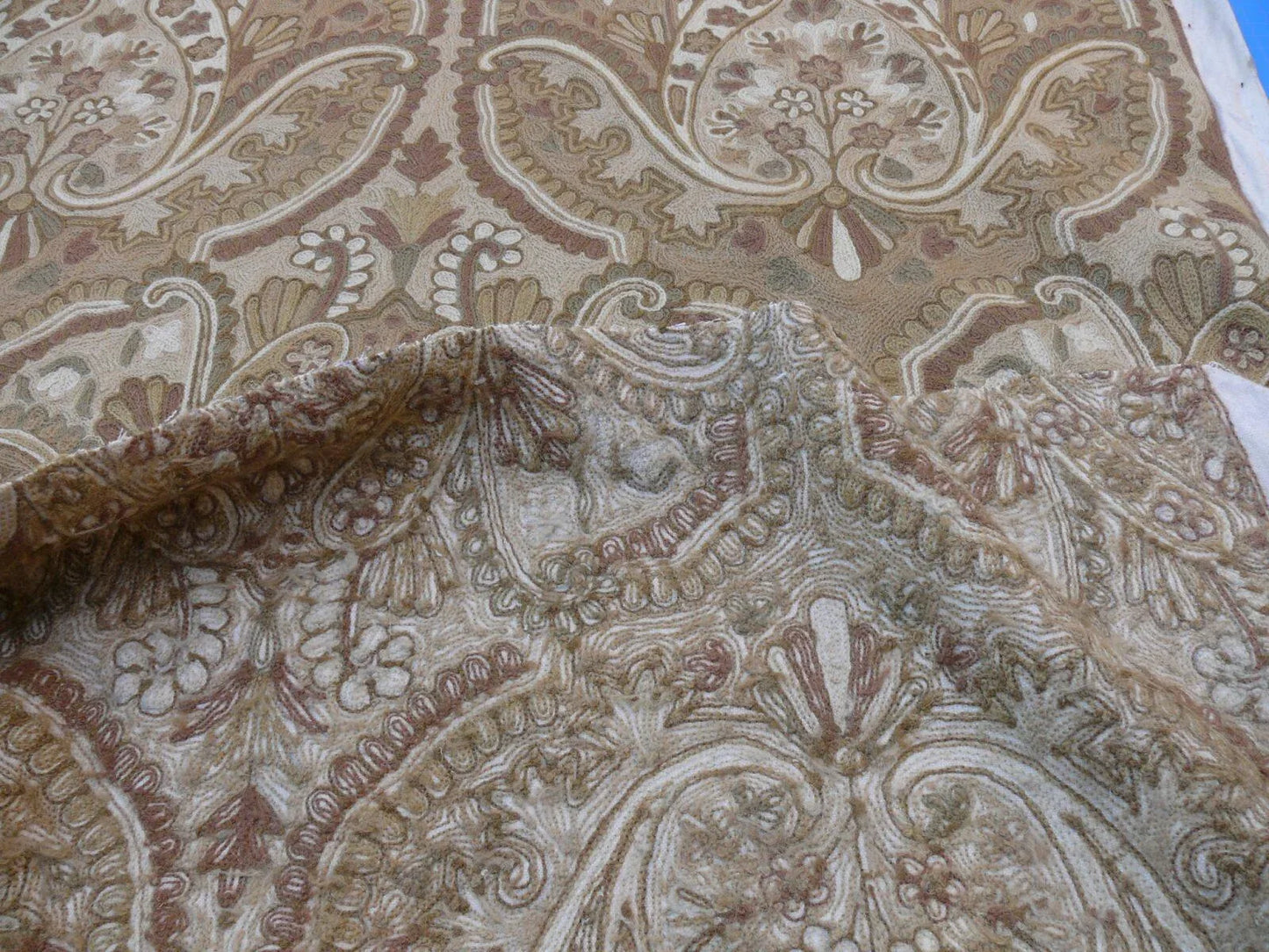 Old World Weavers Shaldar Crewel Allover Medallion Crewel Beige Oatmeal On Natural Wool On Cotton MSRP USD 708/yard