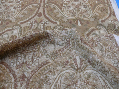 Old World Weavers Shaldar Crewel Allover Medallion Crewel Beige Oatmeal On Natural Wool On Cotton MSRP USD 708/yard