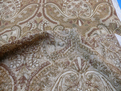 Old World Weavers Shaldar Crewel Allover Medallion Crewel Beige Oatmeal On Natural Wool On Cotton MSRP USD 708/yard