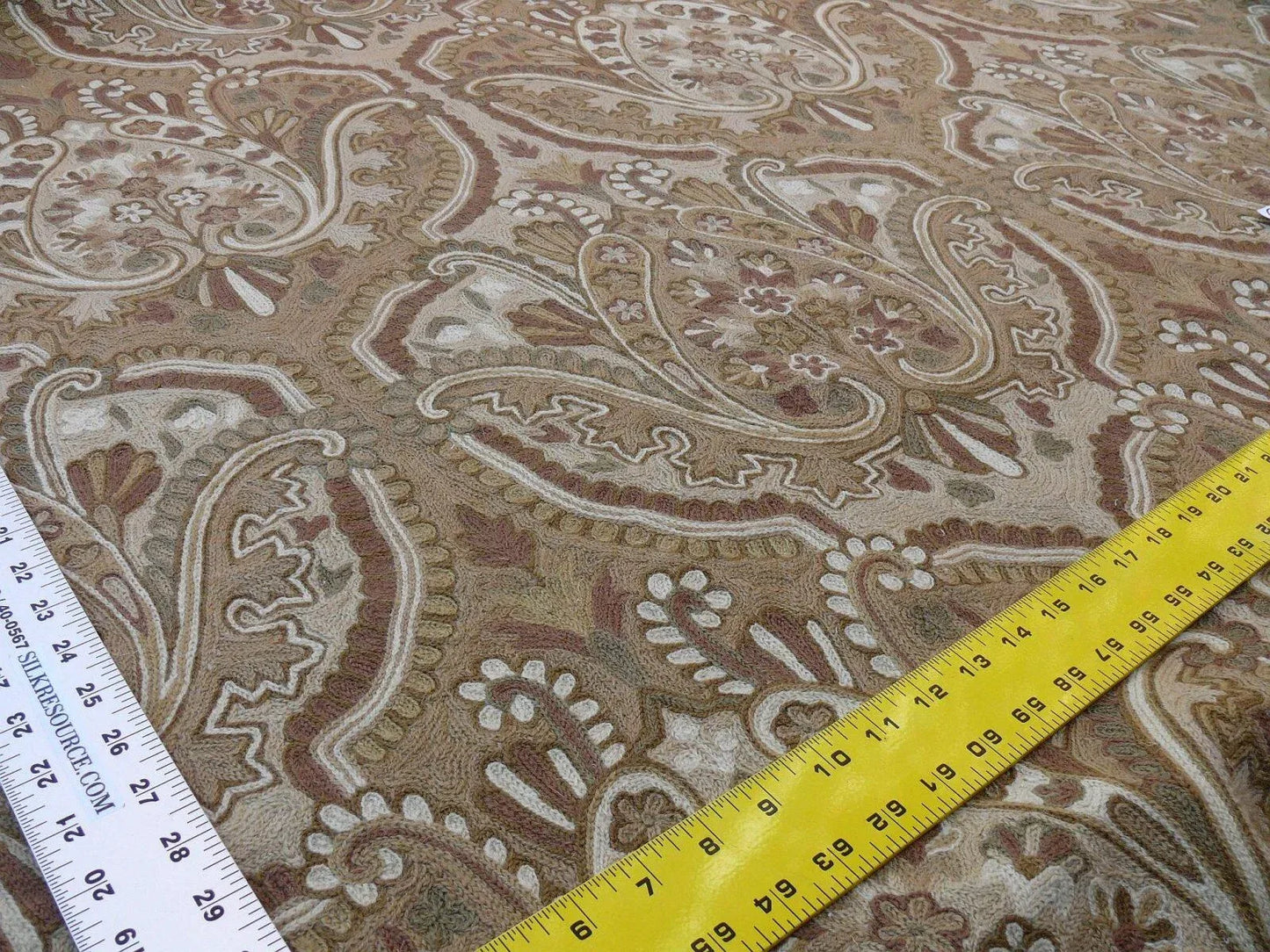 Old World Weavers Shaldar Crewel Allover Medallion Crewel Beige Oatmeal On Natural Wool On Cotton MSRP USD 708/yard
