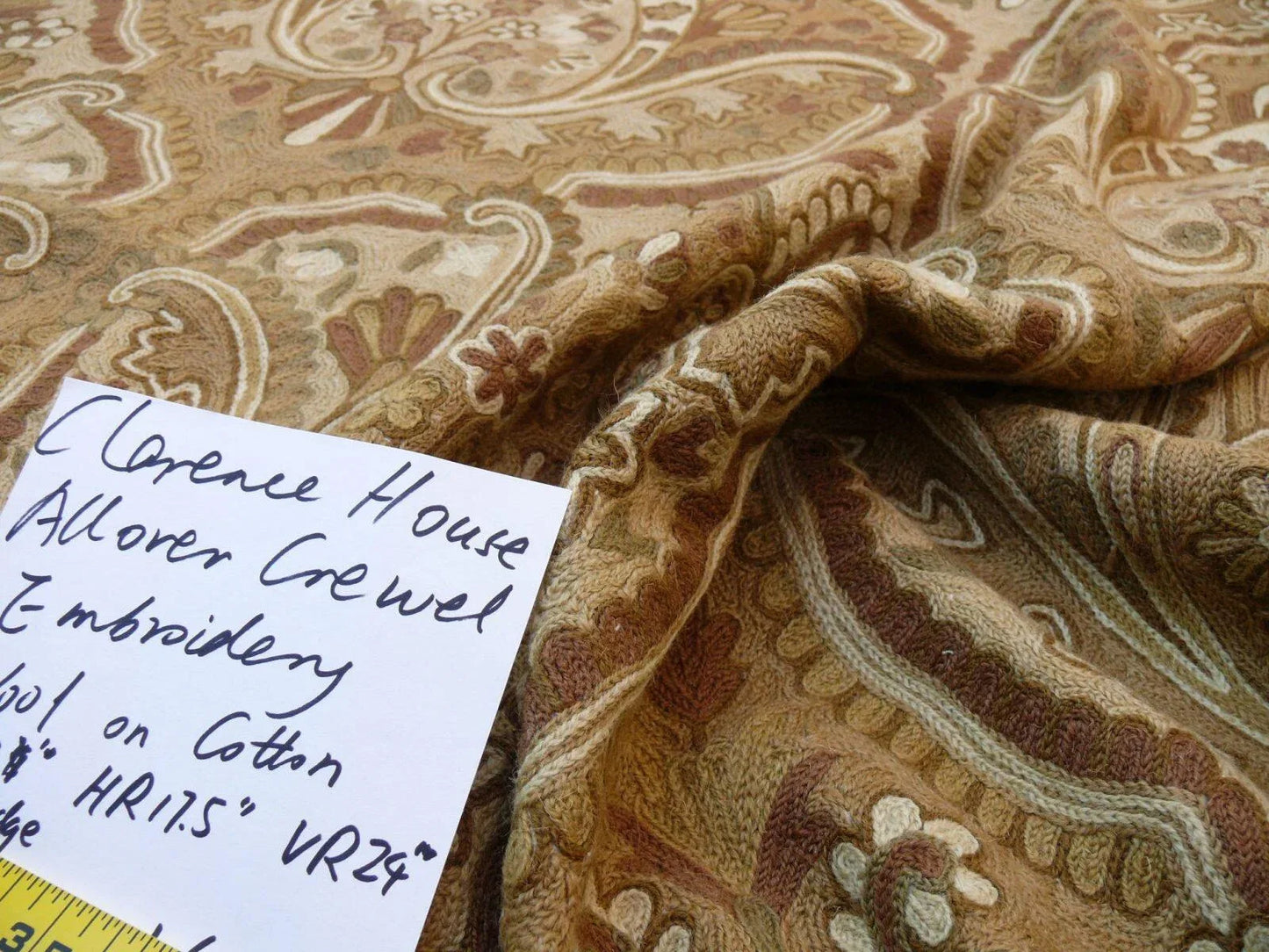 Old World Weavers Shaldar Crewel Allover Medallion Crewel Beige Oatmeal On Natural Wool On Cotton MSRP USD 708/yard