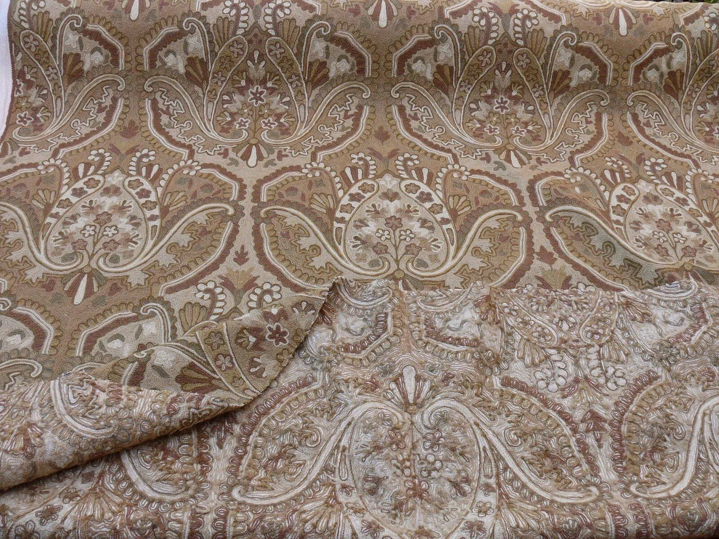 Old World Weavers Shaldar Crewel Allover Medallion Crewel Beige Oatmeal On Natural Wool On Cotton MSRP USD 708/yard