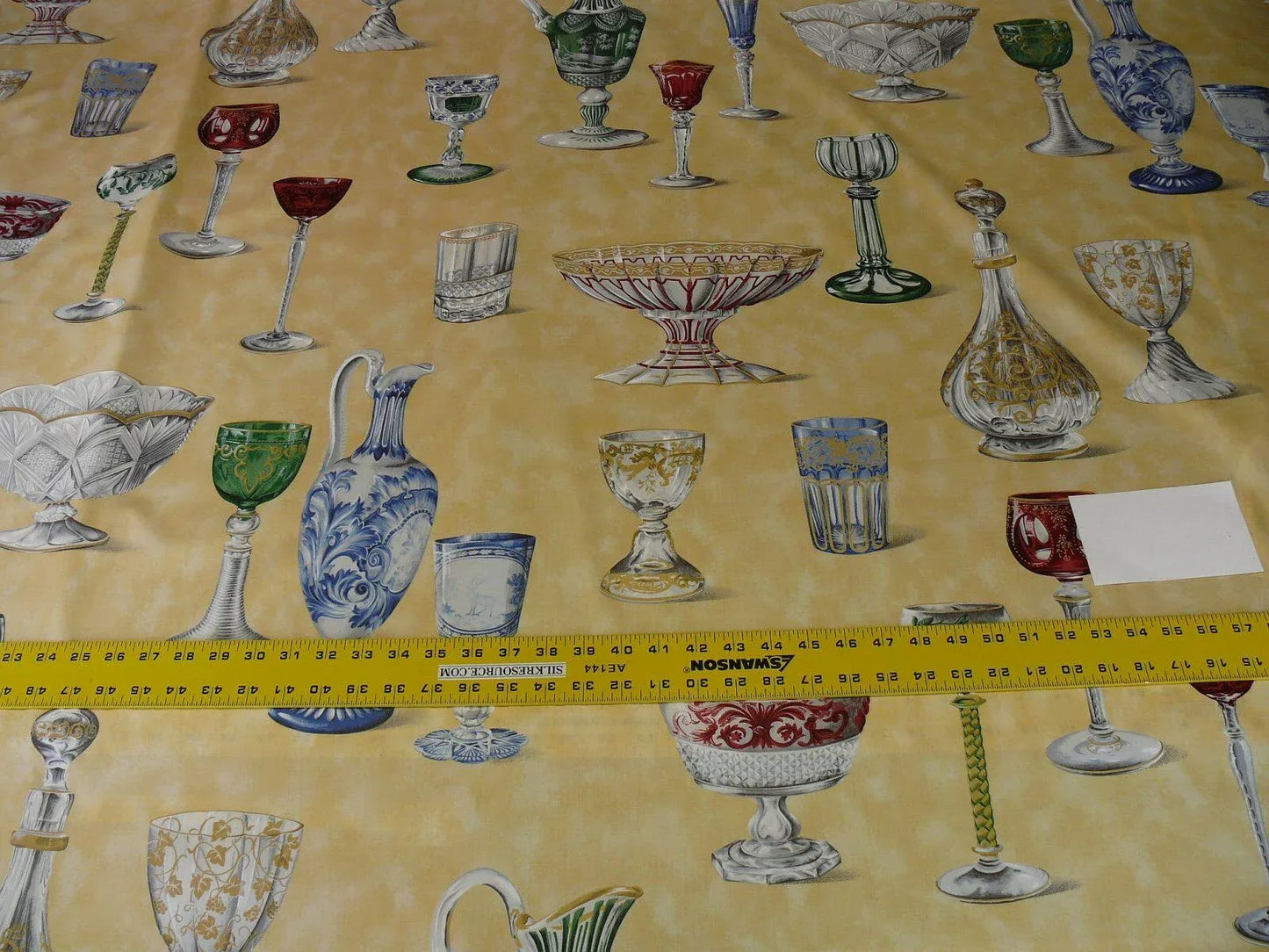 Scalamandre Hand Print Cristalli Yellow Crystal Cut Glasses Bty MSRP USD 164/Y