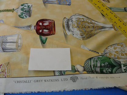 Scalamandre Hand Print Cristalli Yellow Crystal Cut Glasses Bty MSRP USD 164/Y