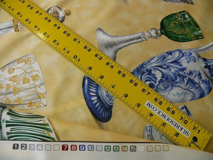 Scalamandre Hand Print Cristalli Yellow Crystal Cut Glasses Bty MSRP USD 164/Y