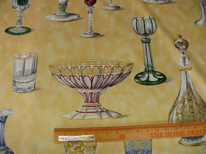 Scalamandre Hand Print Cristalli Yellow Crystal Cut Glasses Bty MSRP USD 164/Y