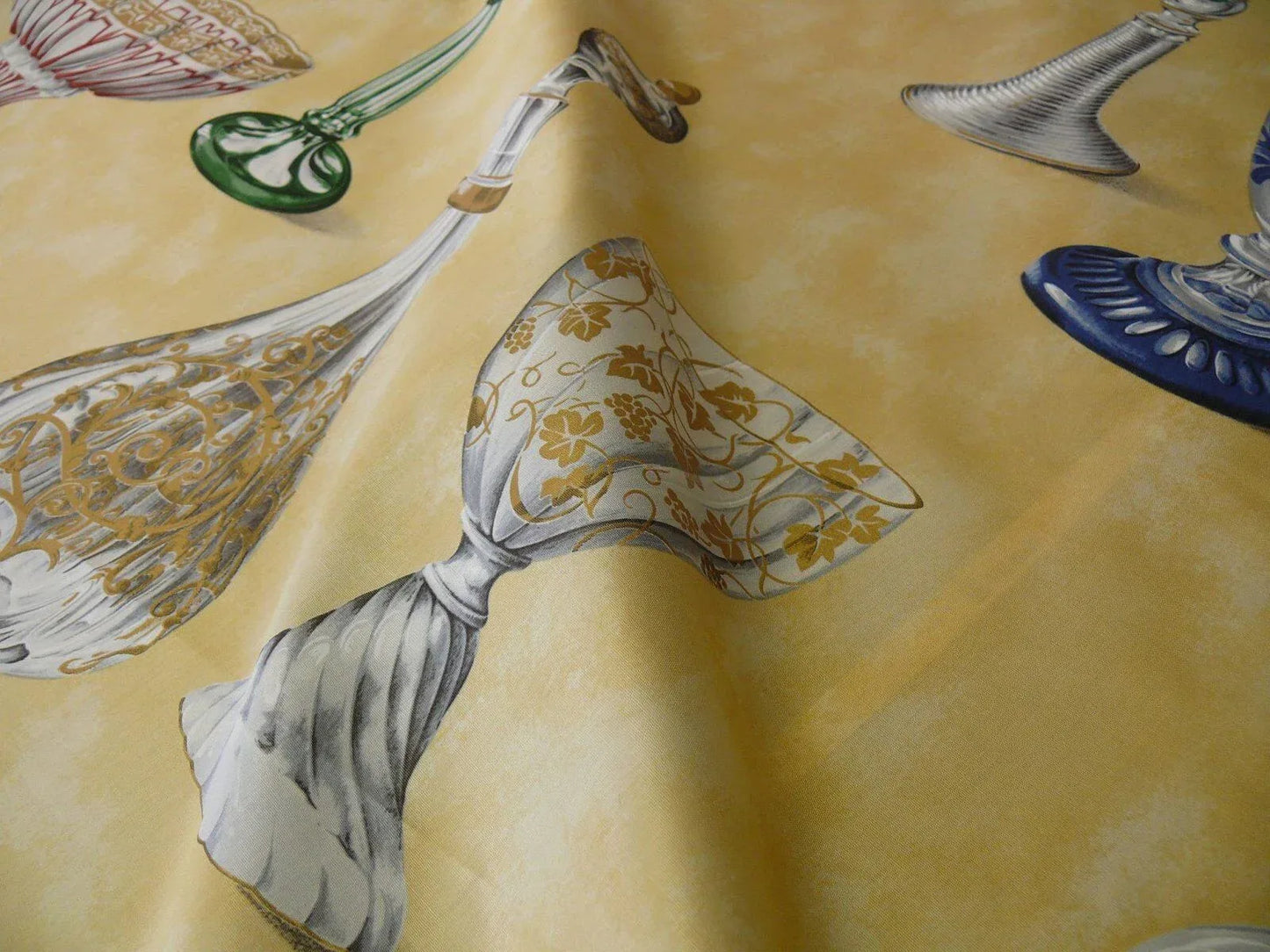 Scalamandre Hand Print Cristalli Yellow Crystal Cut Glasses Bty MSRP USD 164/Y