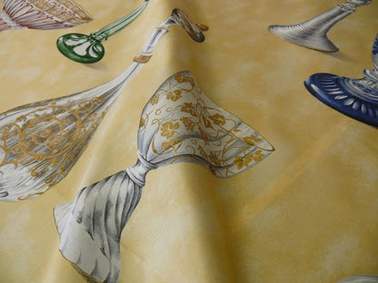 Scalamandre Hand Print Cristalli Yellow Crystal Cut Glasses Bty MSRP USD 164/Y