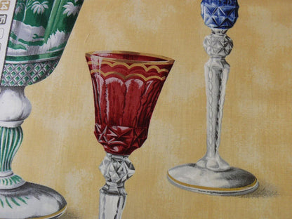 Scalamandre Hand Print Cristalli Yellow Crystal Cut Glasses Bty MSRP USD 164/Y