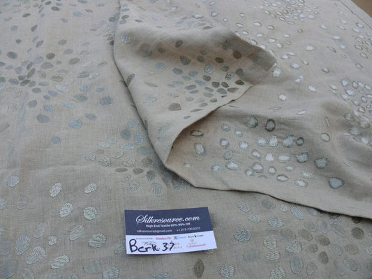 7 Berkbox37 Length Scalamandre Hinson Firefly Natural By Albert Hadley Linen Flower Power Embroidery Beige Brown 2.4y MSRP USD 390/Y