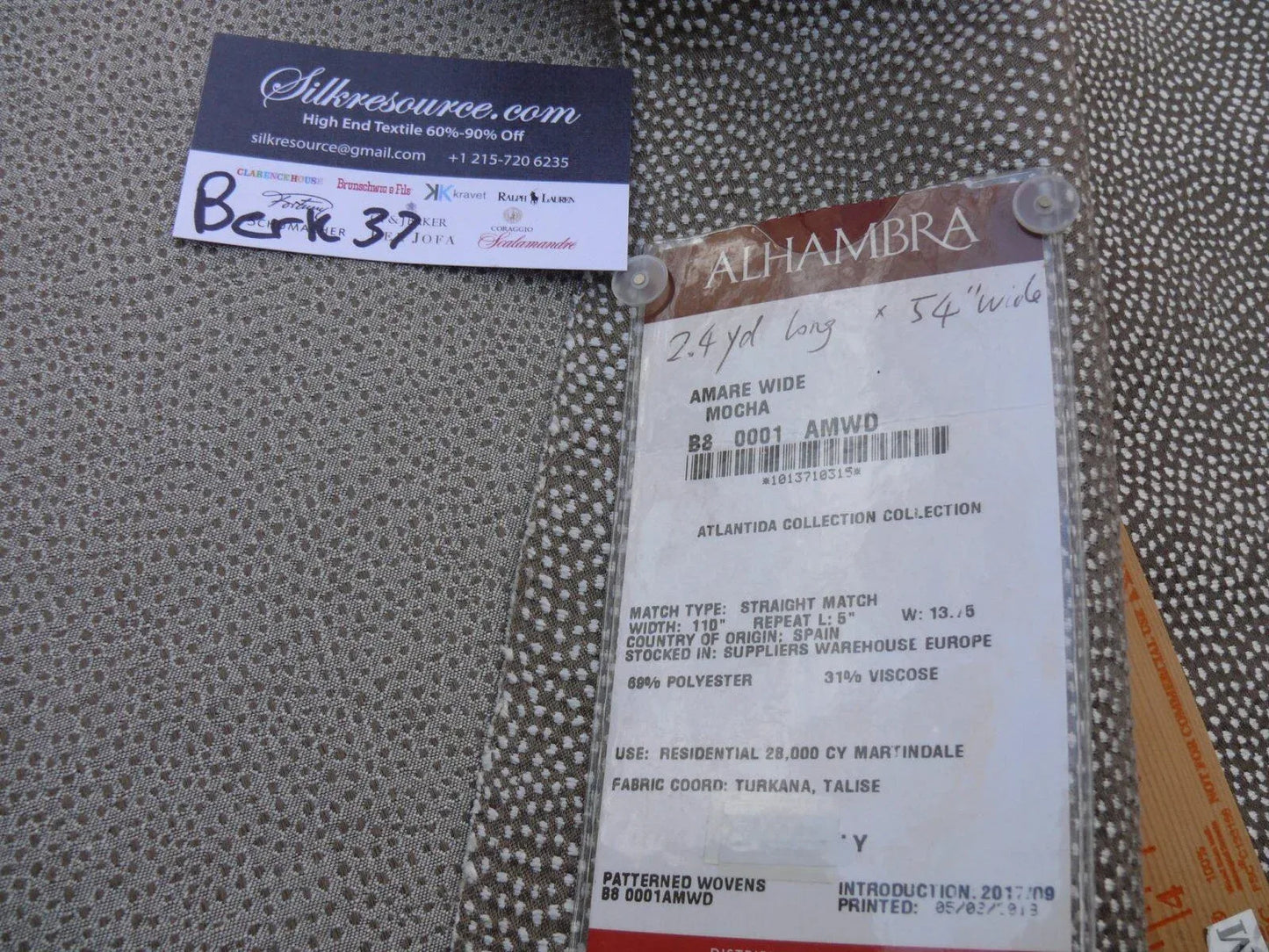 8 Berkbox37 Length Scalamandre Amber Wide In Mocha Brown Coffee Woven Shark Skin Polka Dots 2.4y MSRP USD 200++/Y