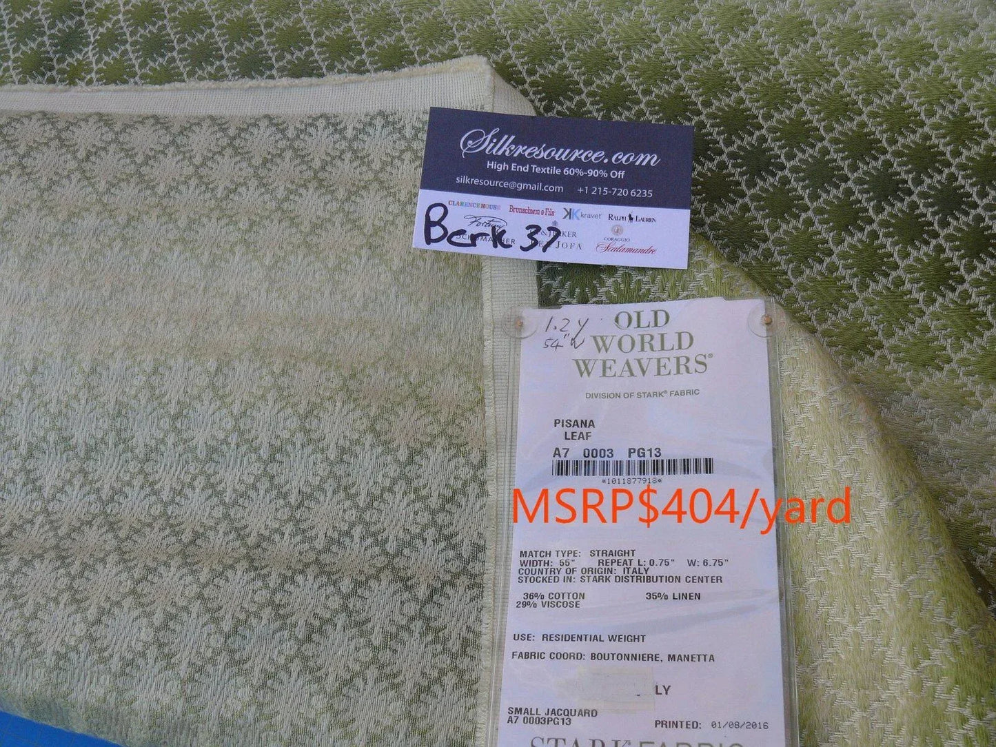 10 Berkbox37 Length Scalamandre Pisana Leaf Green Woven Daisy Ombre Stripe 1.2y MSRP USD 404/Y