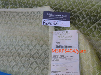 10 Berkbox37 Length Scalamandre Pisana Leaf Green Woven Daisy Ombre Stripe 1.2y MSRP USD 404/Y