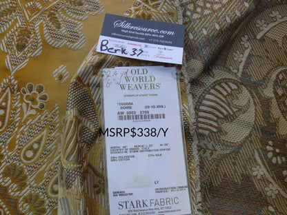 11 Berkbox37 Length Scalamandre Teodora Ochre Renaissance Silk Damask Gold Yellow White 2.4y MSRP USD 338/Y