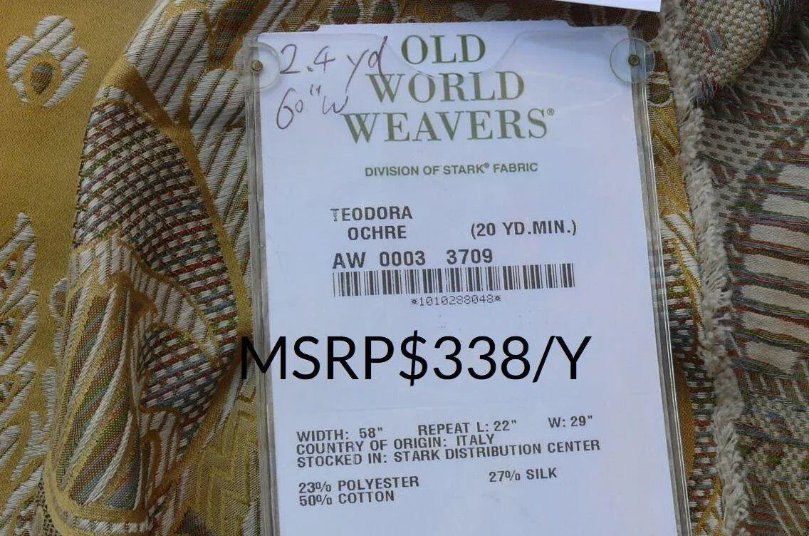 11 Berkbox37 Length Scalamandre Teodora Ochre Renaissance Silk Damask Gold Yellow White 2.4y MSRP USD 338/Y