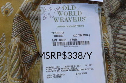 11 Berkbox37 Length Scalamandre Teodora Ochre Renaissance Silk Damask Gold Yellow White 2.4y MSRP USD 338/Y