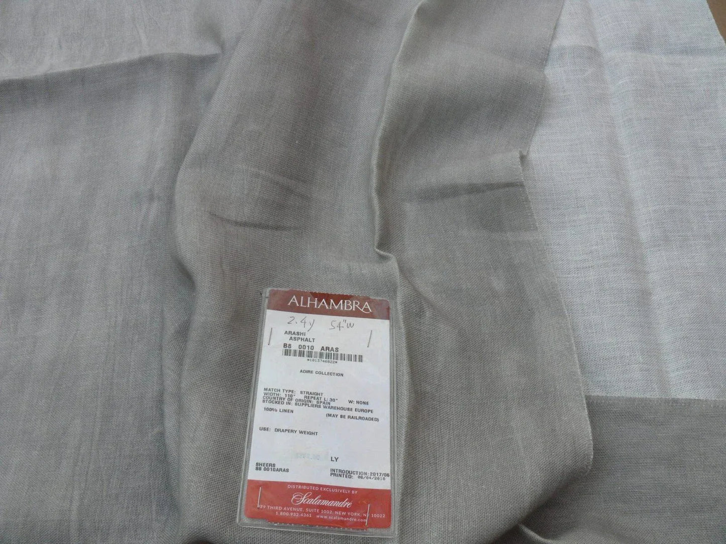 1 Berkbox41 Scalamandre Length Arashi Asphalt Gray  2.4yard 54”w