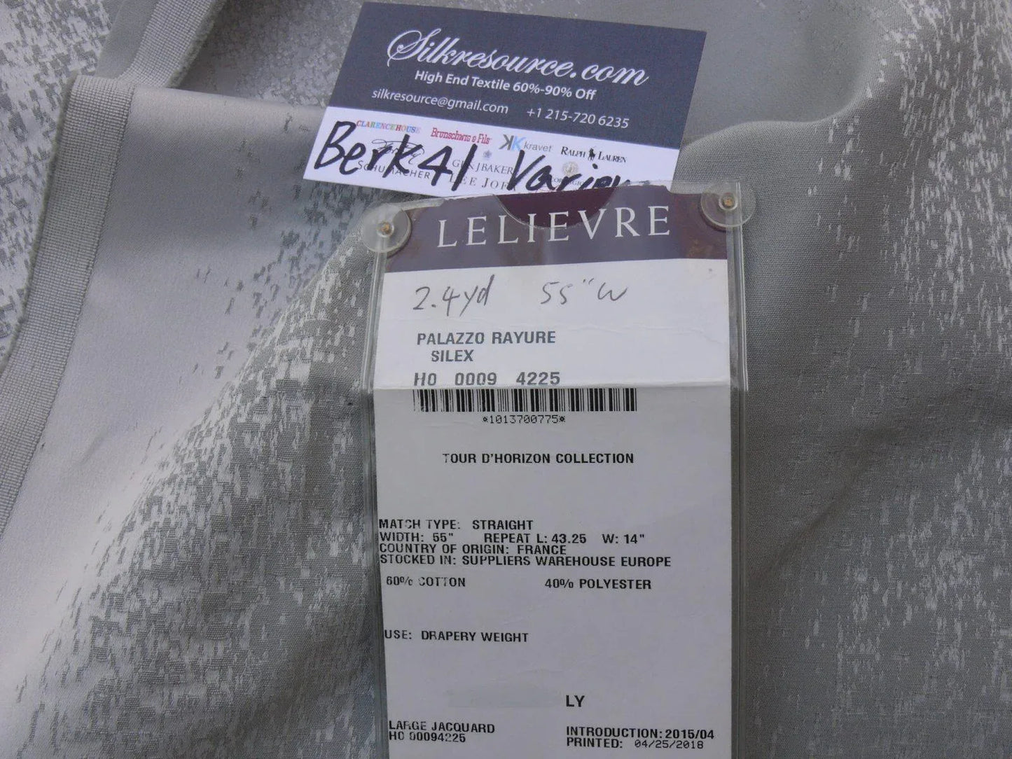 5 Berkbox41 Scalamandre Length Palazzo Rayure Silex Gray Strie Stripe 2.4yd 55”w