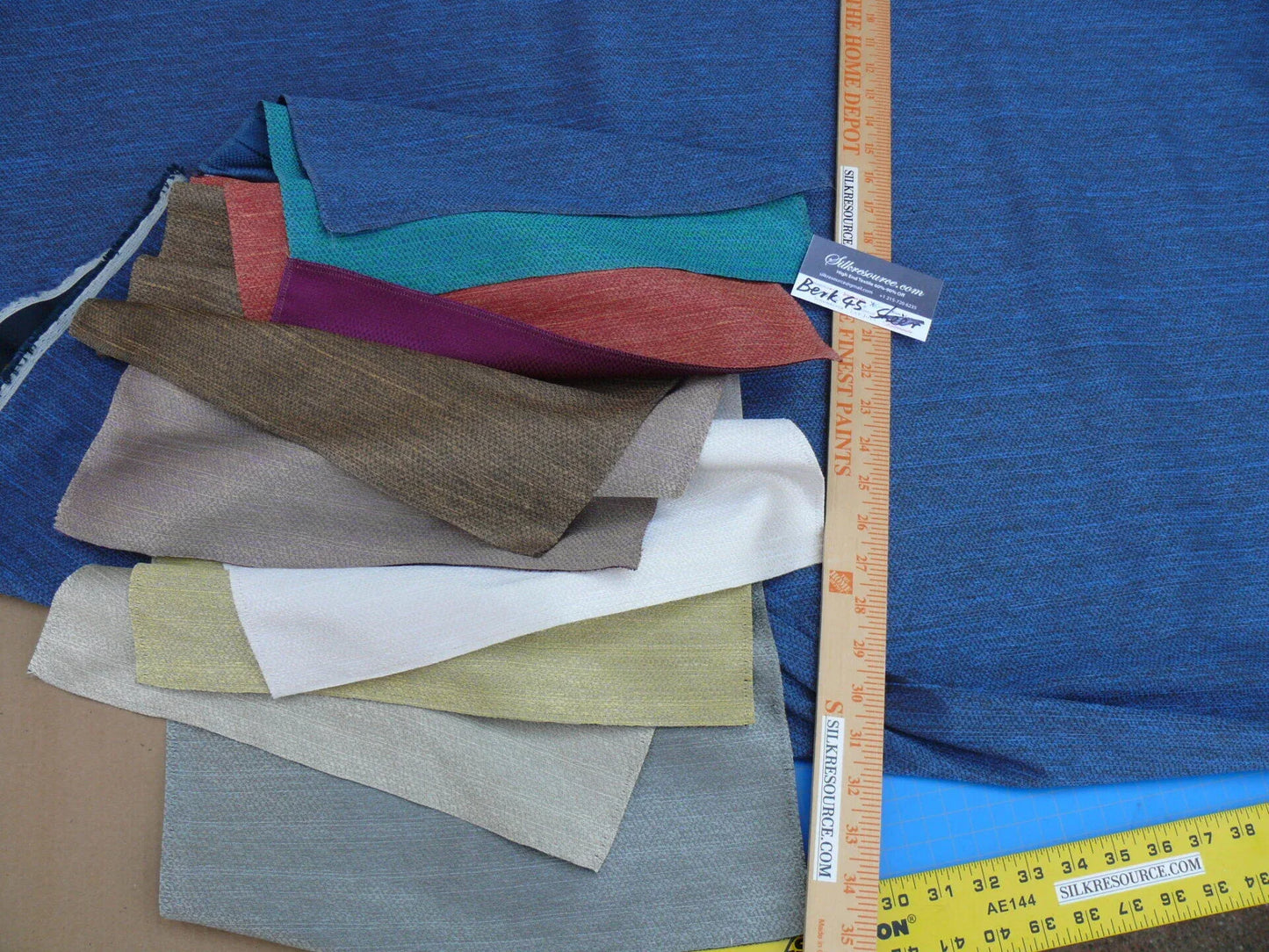 3 Berkbox45 Scalamandre 2.4 Yards "cocoa" Blue And Black Reversible