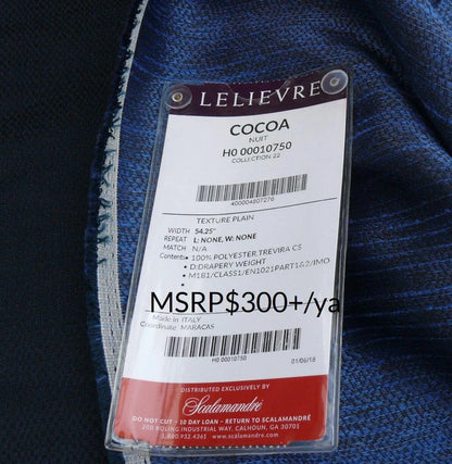 3 Berkbox45 Scalamandre 2.4 Yards "cocoa" Blue And Black Reversible