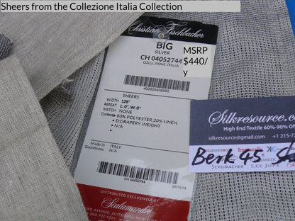 7 Berkbox45 Scalamandre 2.4 Yards "big" Silver Linen Blend
