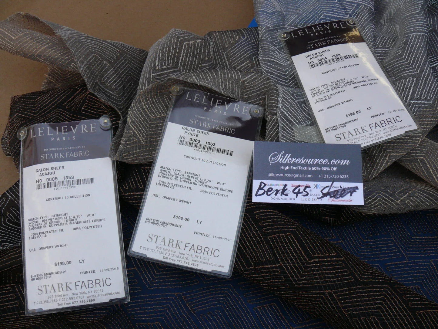 8 Berkbox45 Scalamandre 2.4 Yards 3 Pieces Sewn Together - Each 28" X 49" Galon Sheer "acajou", "pyrite", "argent"