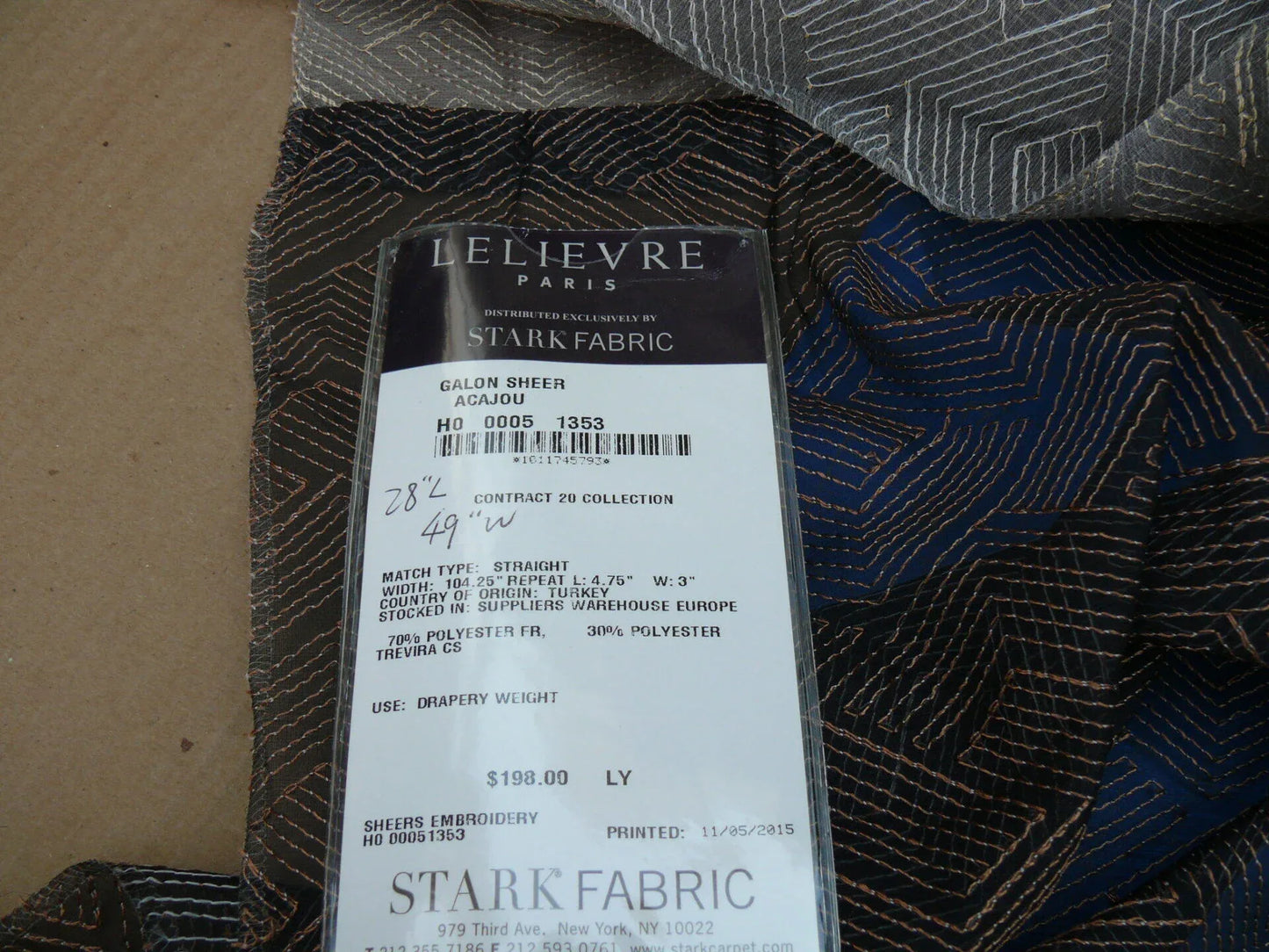 8 Berkbox45 Scalamandre 2.4 Yards 3 Pieces Sewn Together - Each 28" X 49" Galon Sheer "acajou", "pyrite", "argent"