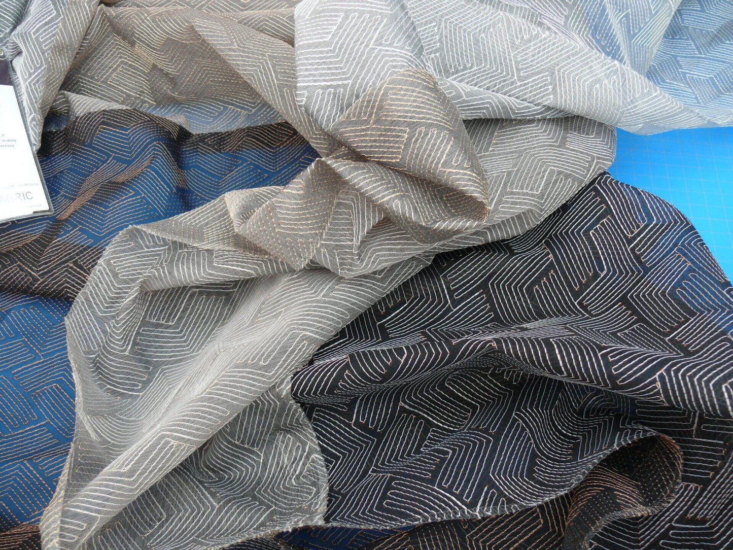 8 Berkbox45 Scalamandre 2.4 Yards 3 Pieces Sewn Together - Each 28" X 49" Galon Sheer "acajou", "pyrite", "argent"