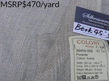 9 Berkbox45 Scalamandre 2.4 Yards Colony "roma" Avana, Linen Wool Blend MSRP USD470/Y