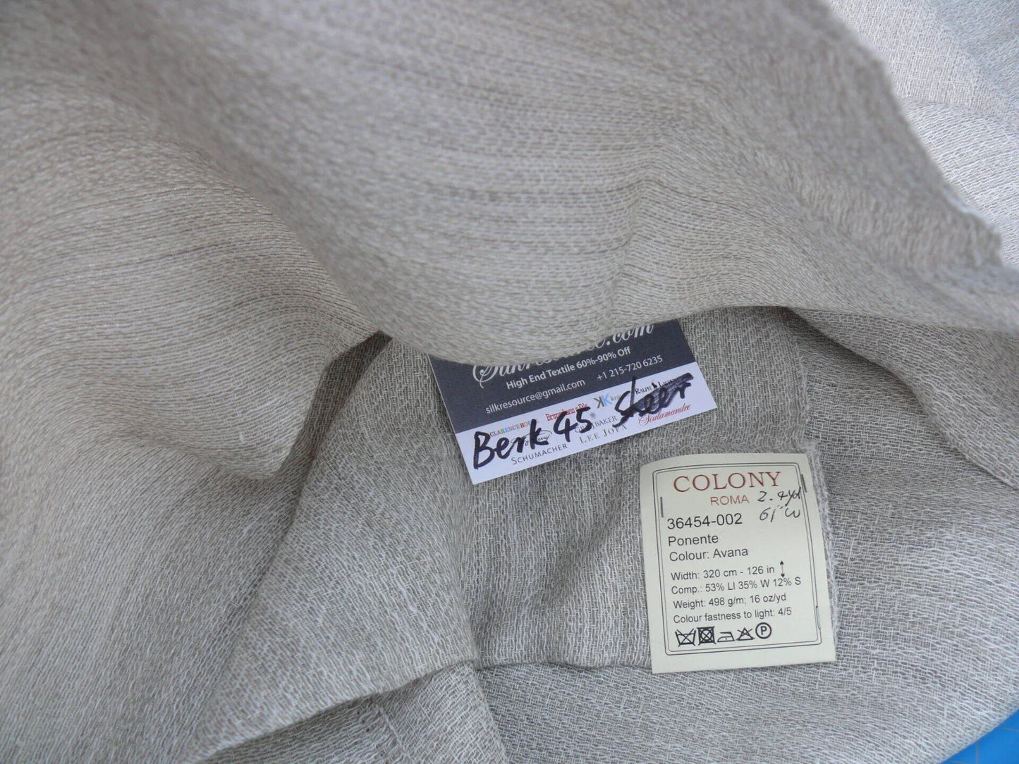 9 Berkbox45 Scalamandre 2.4 Yards Colony "roma" Avana, Linen Wool Blend MSRP USD470/Y