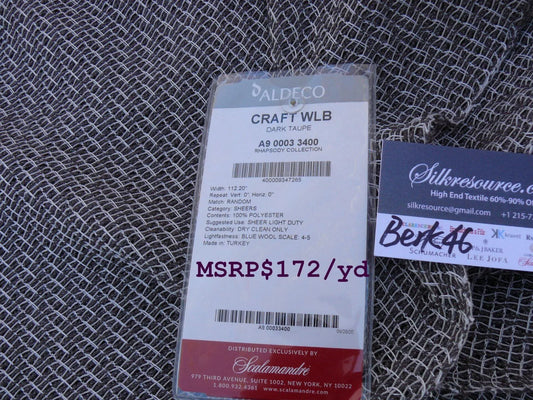 2 Berkbox46 Scalamandre 2.4 Yards "craft" Wlb, Dark Taupe Sheer
