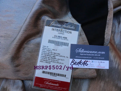 3 Berkbox46 Scalamandre 2.4 Yards "interaction" Copper, MSRP USD 502/yd!