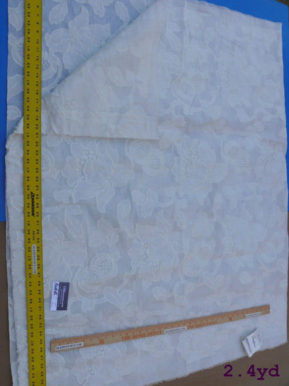 4 Berkbox46 Scalamandre 2.4 Yards "granada" Ivory Semi Sheers Embroidery Linen Blend MSRP USD 286/Y