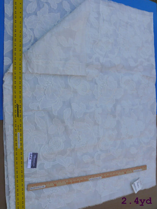 4 Berkbox46 Scalamandre 2.4 Yards "granada" Ivory Semi Sheers Embroidery Linen Blend MSRP USD 286/Y