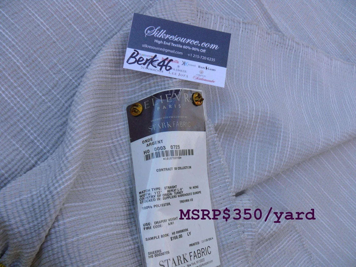 5 Berkbox46 Scalamandre Lelievre 2.4 Yards "onde" Argent