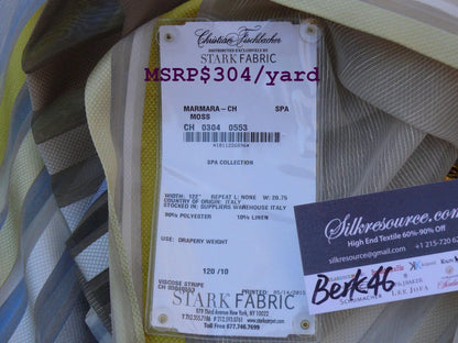 7 Berkbox46 Scalamandre 2.4 Yards "marmara" Moss (main Piece) Plus 5 Pcs 13"x35" Other Colorways, Linen Blend