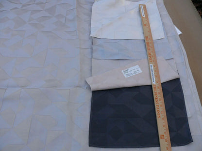 8 Berkbox46 Scalamandre Christian Fischbacher 2.4 Yards "tangram" Linen, Taupe And Beige Geometric Pattern