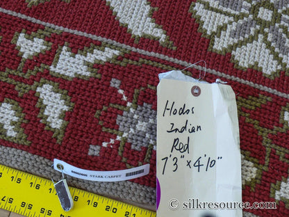 Stark Hodos Indian Red Rug 100% Wool Flat Weave Red Beige/Cream Bronze Rose Tulip Lily Floral MSRP 1800