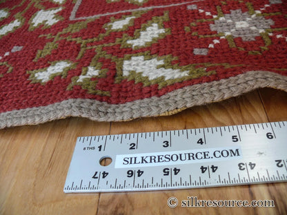 Stark Hodos Indian Red Rug 100% Wool Flat Weave Red Beige/Cream Bronze Rose Tulip Lily Floral MSRP 1800